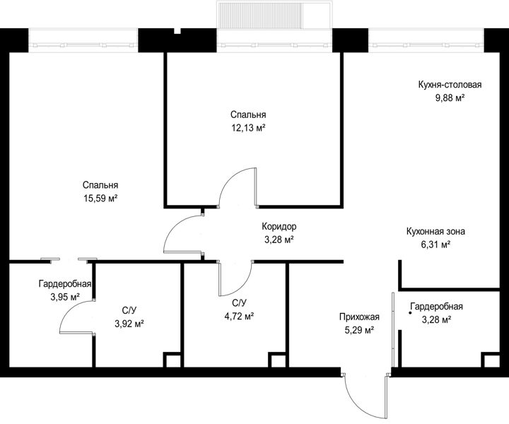 2-комнатная квартира, 68,3 м² — фото 2