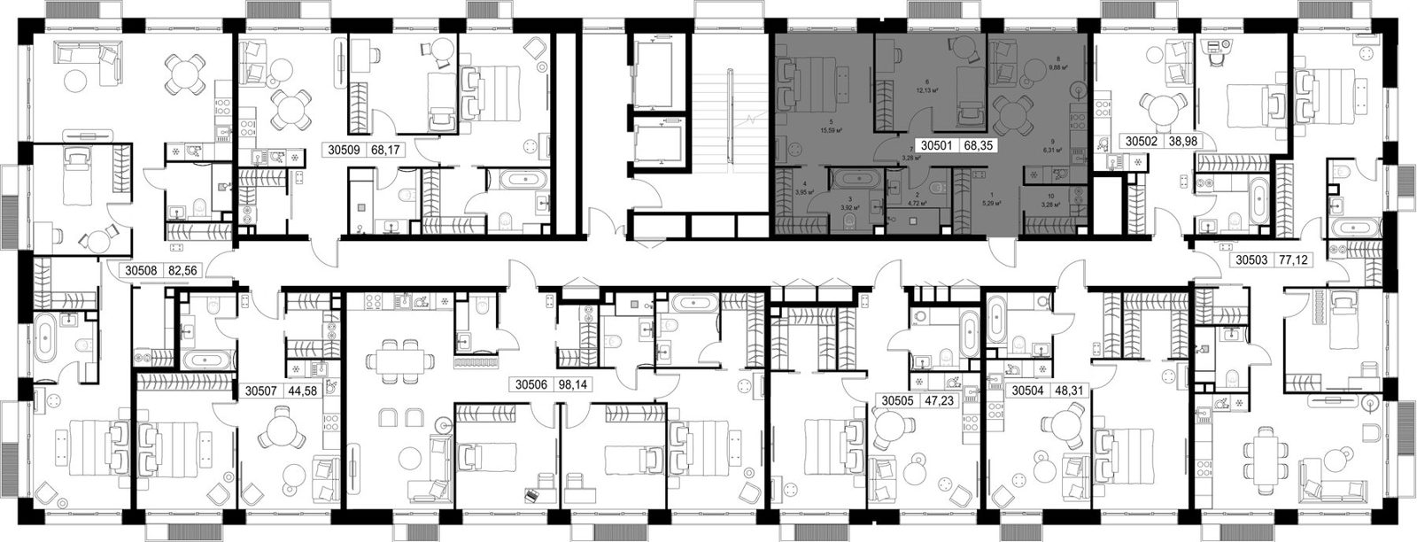 2-комнатная квартира, 68,3 м² — фото 3