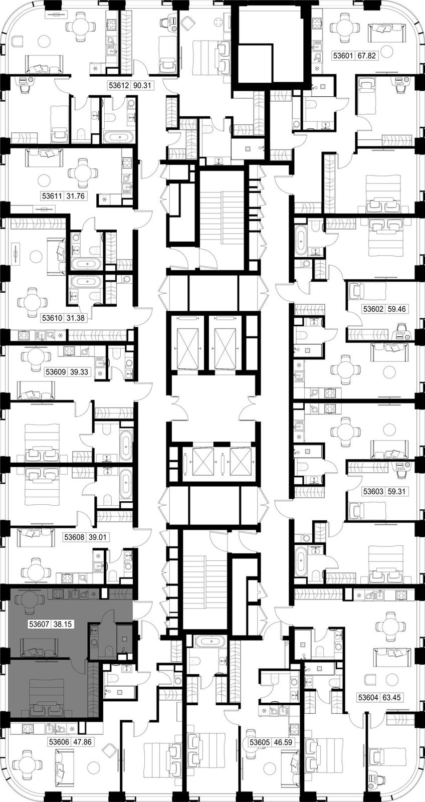 1-комнатная квартира, 38,1 м² — фото 2