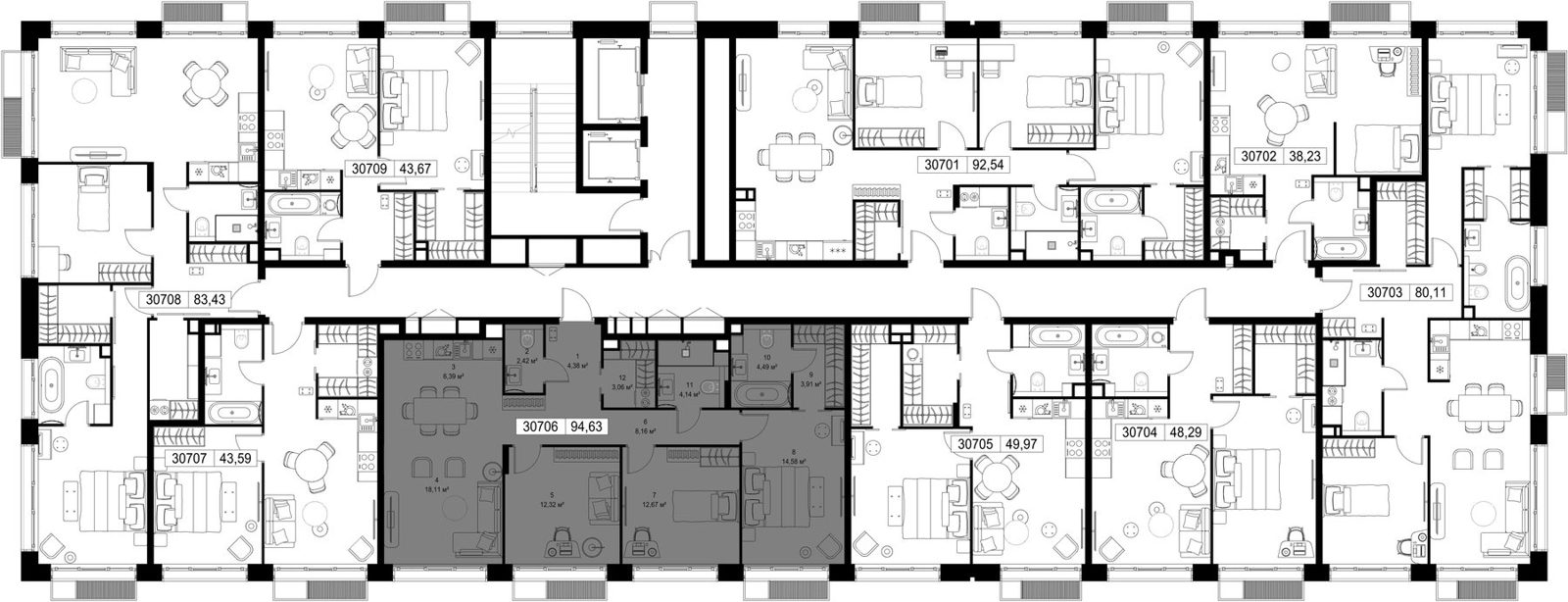 3-комнатная квартира, 94,6 м² — фото 2