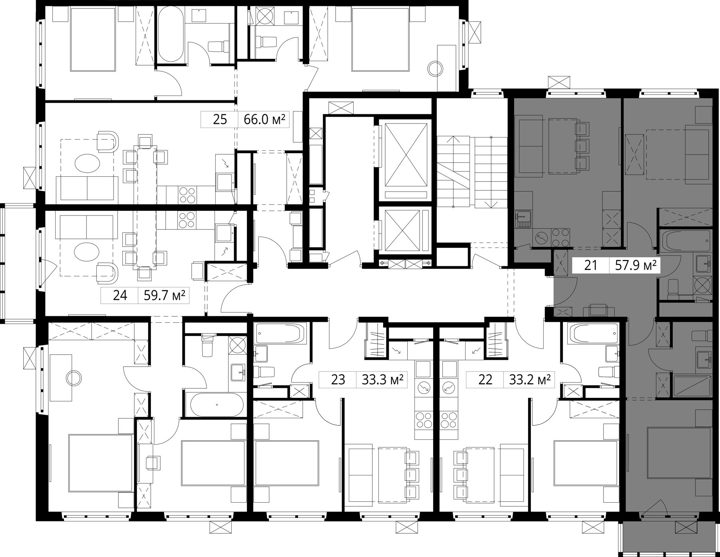 2-комнатная квартира, 57,9 м² — фото 2