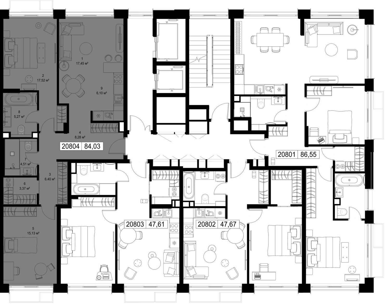 2-комнатная квартира, 84 м² — фото 2