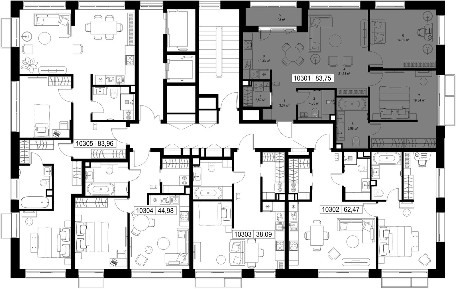 2-комнатная квартира, 83,8 м² — фото 2