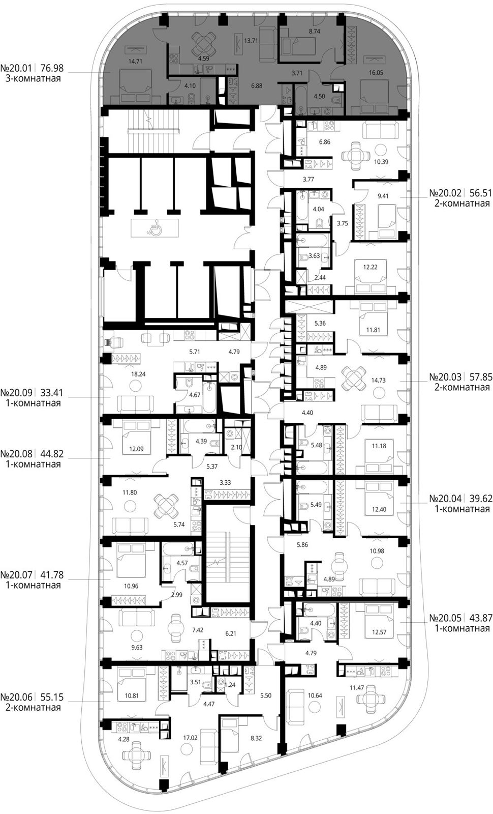 3-комнатная квартира, 77 м² — фото 2