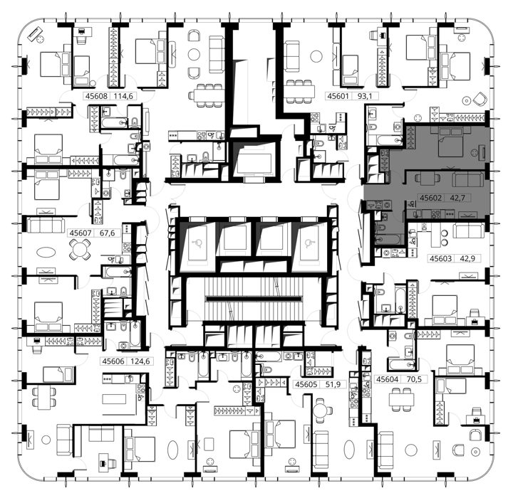 1-комнатная квартира, 42,7 м² — фото 2