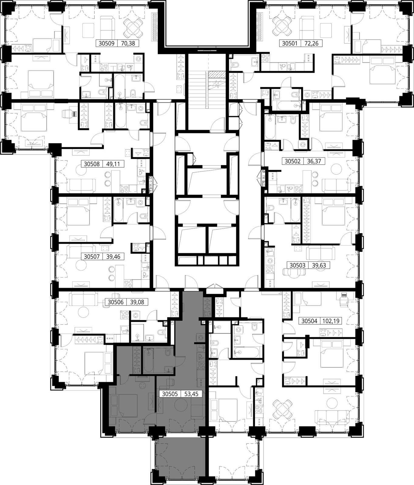 1-комнатная квартира, 53,5 м² — фото 2