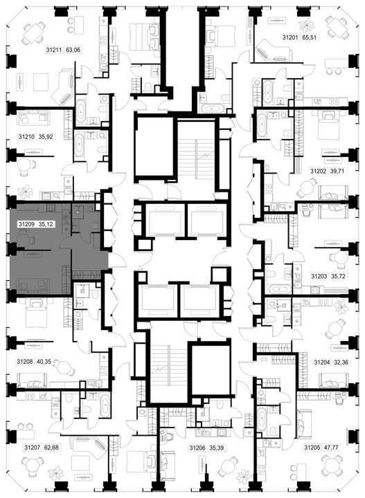 1-комнатная квартира, 35,1 м² — фото 3