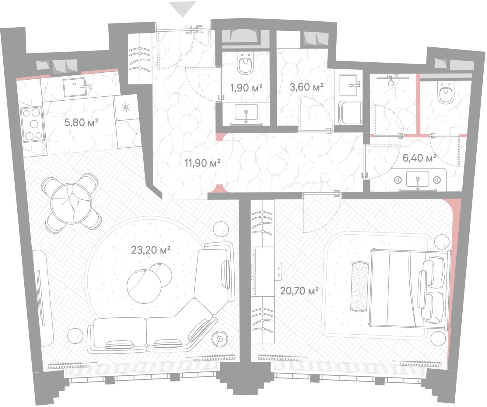 1-комнатная квартира, 73,5 м²