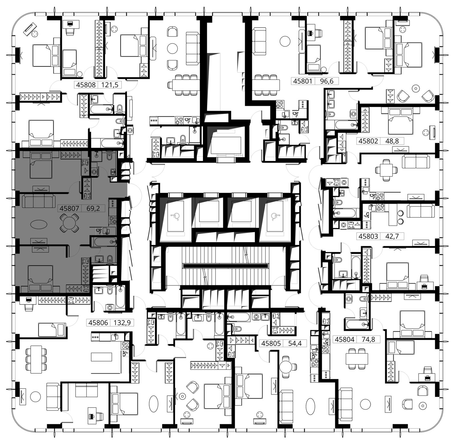 2-комнатная квартира, 69,2 м² — фото 2