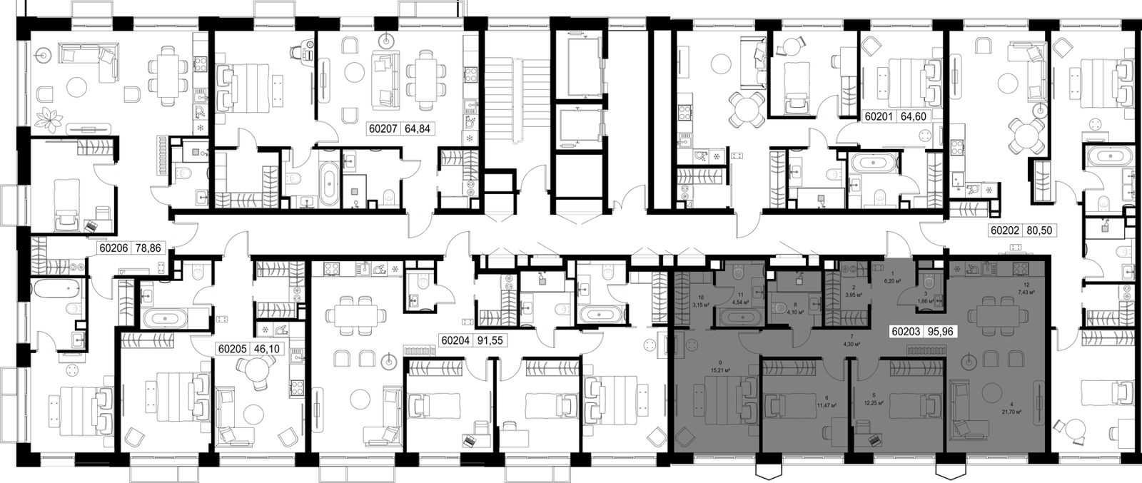 3-комнатная квартира, 96 м² — фото 2