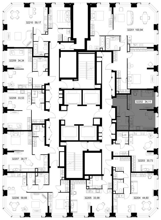 1-комнатная квартира, 34,1 м² — фото 3