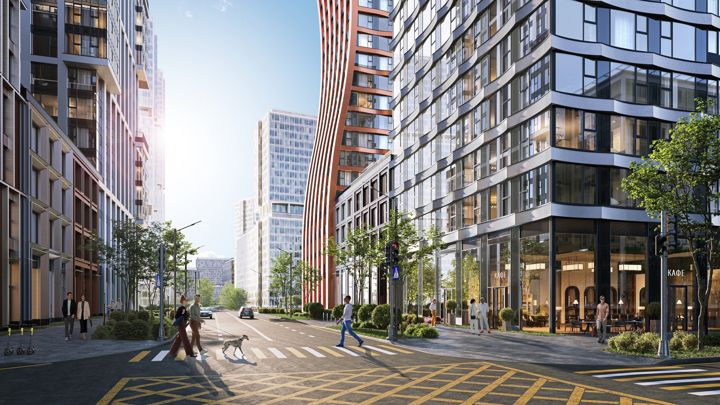 ЖК «Cityzen» — Улица с кафе на первых этажах