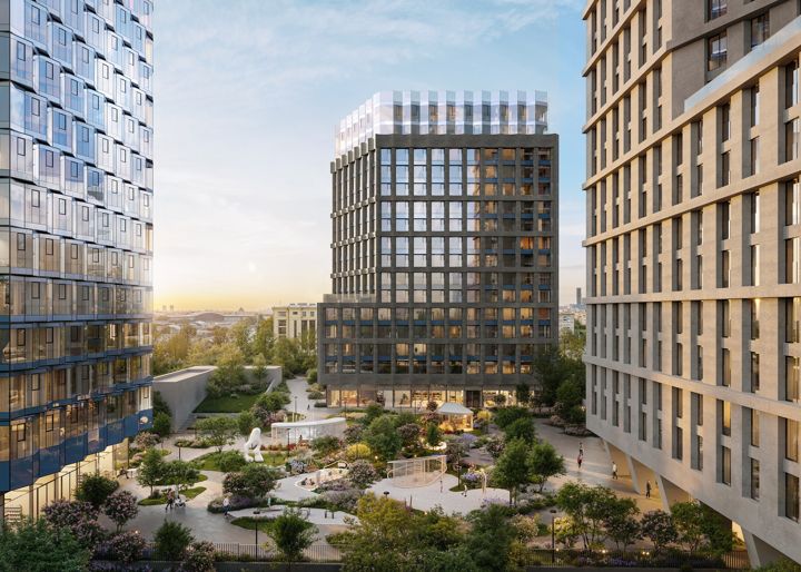 ЖК «MIRA» — Двор между корпусами